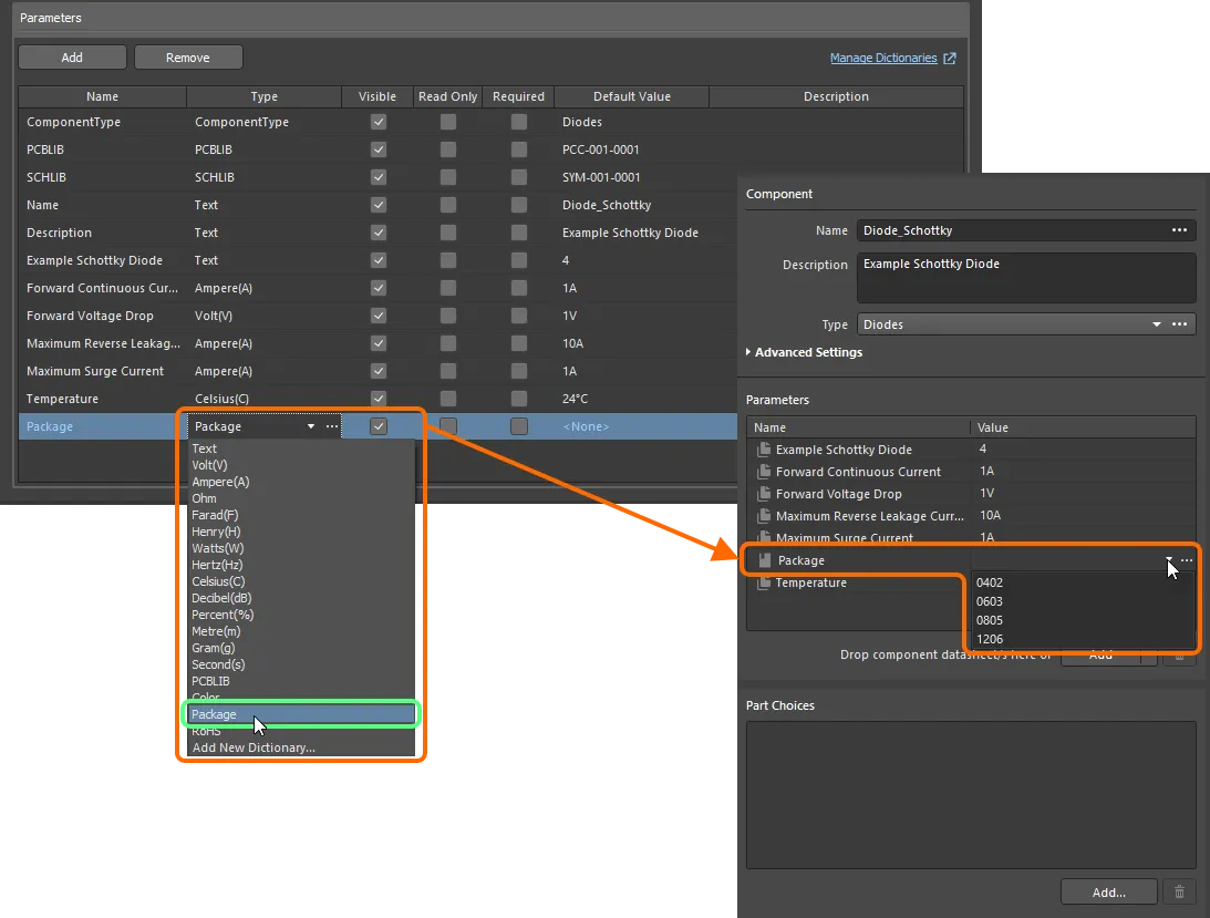 Component parameters from a referenced component template that have unit-aware data types. Component parameters from a referenced component template that have unit-aware data types.