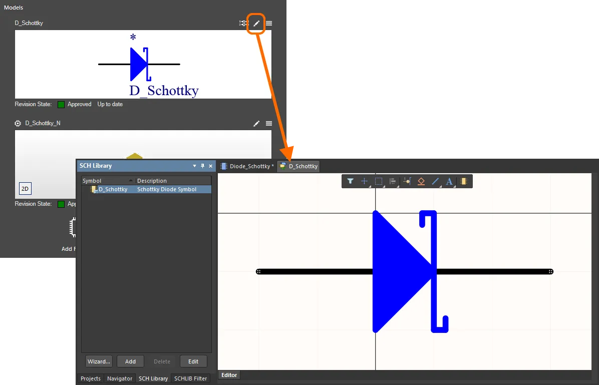 An example of editing an existing model that is being referenced by the component. An example of editing an existing model that is being referenced by the component.
