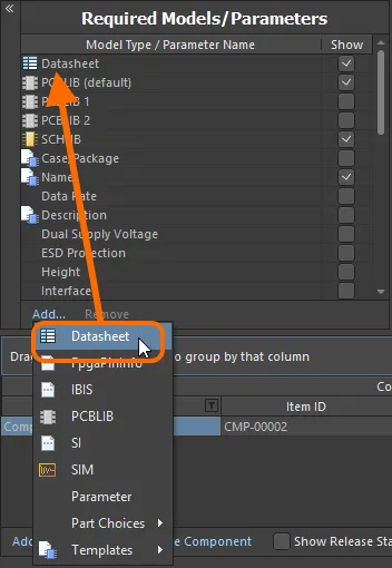 Enable the use of datasheets for components. Enable the use of datasheets for components.