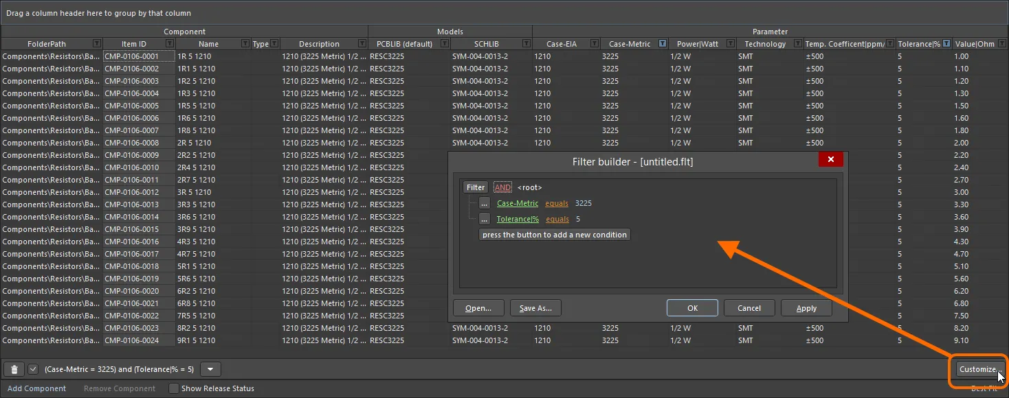 Use the Filter Builder dialog to create more sophisticated filtering. Use the Filter Builder dialog to create more sophisticated filtering.