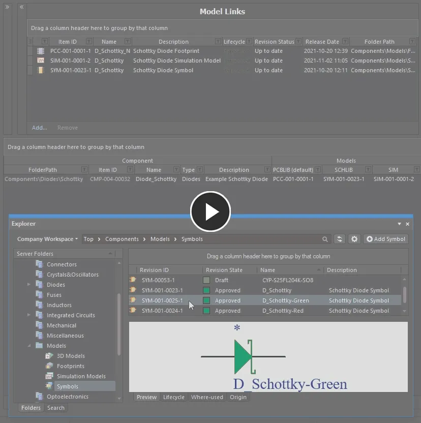Assign a model and add a new component on-the-fly, using drag and drop from the Explorer panel. The model link will be added to the Model Links region, if it does not exist already. Assign a model and add a new component on-the-fly, using drag and drop from the Explorer panel. The model link will be added to the Model Links region, if it does not exist already.