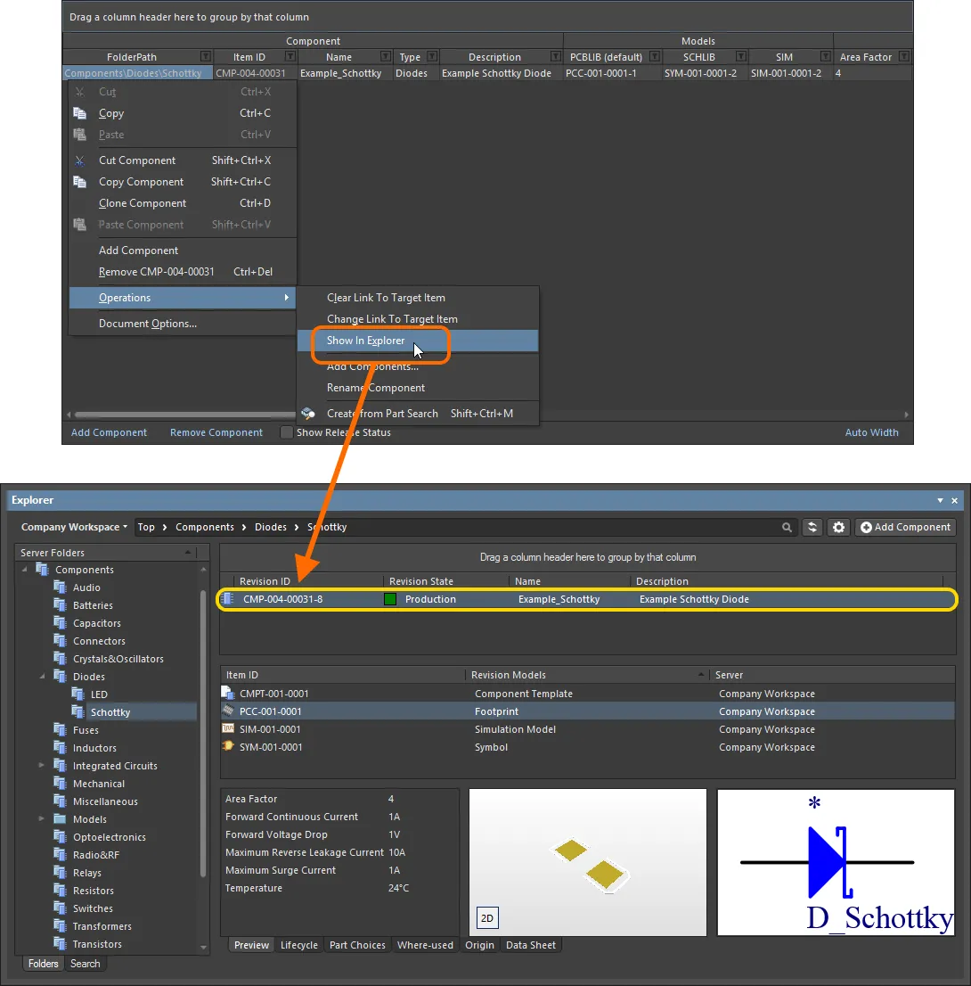Jump to an already saved component in the Explorer panel, directly from the Component Editor when you have that component revision opened for editing. Jump to an already saved component in the Explorer panel, directly from the Component Editor when you have that component revision opened for editing.