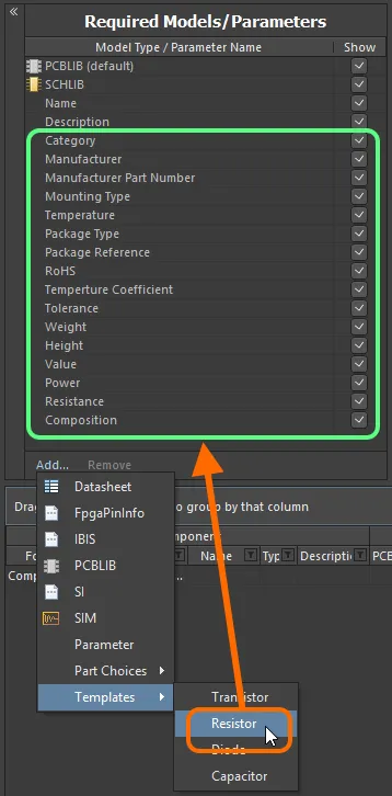 Adding a set of parameters for use by your component(s) is expedited through the use of parameter templates. Adding a set of parameters for use by your component(s) is expedited through the use of parameter templates.