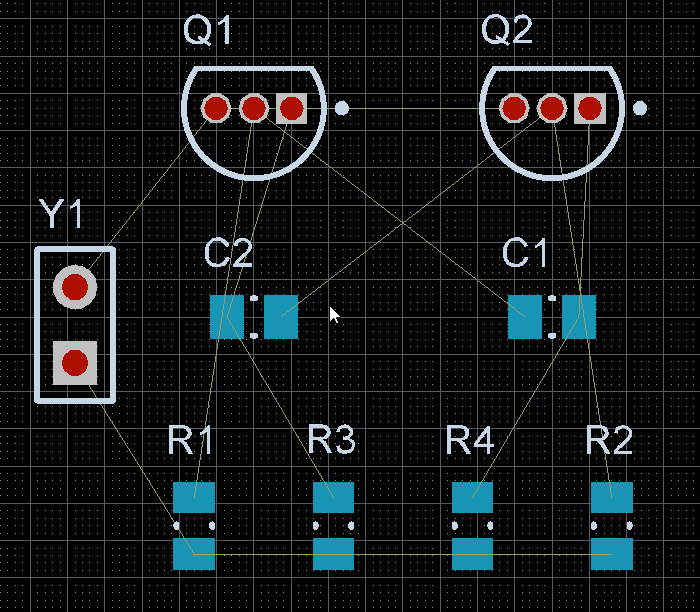 A board being interactively routed; the Ctrl+click shortcut is used 